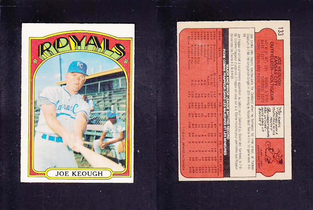 1972 O-PEE-CHEE BASEBALL CARD #133 J. KEOUGH photo 1972 O-PEE-CHEE BASEBALL CARD #133 J. KEOUGH photo