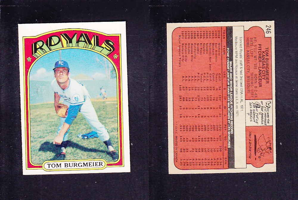 1972 O-PEE-CHEE BASEBALL CARD #246 T. BURGMEIER photo 1972 O-PEE-CHEE BASEBALL CARD #246 T. BURGMEIER photo