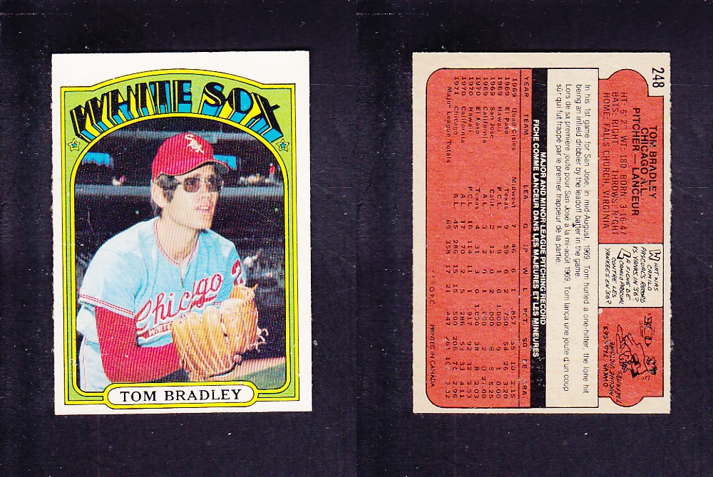 1972 O-PEE-CHEE BASEBALL CARD #248 T. BRADLEY photo 1972 O-PEE-CHEE BASEBALL CARD #248 T. BRADLEY photo