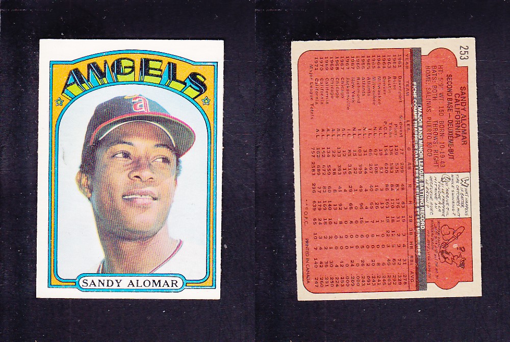 1972 O-PEE-CHEE BASEBALL CARD #253 S. ALOMAR photo 1972 O-PEE-CHEE BASEBALL CARD #253 S. ALOMAR photo
