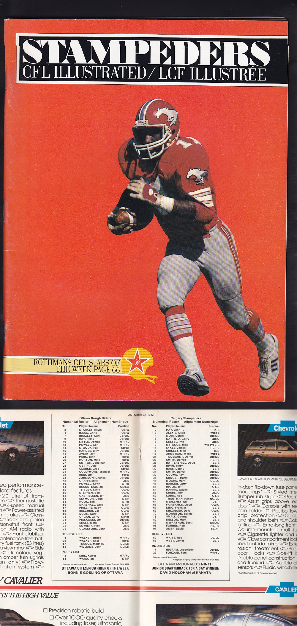 1982 CFL OTTAWA ROUGH RIDERS VS CALGARY STAMPEDERS PROGRAM photo 1982 CFL OTTAWA ROUGH RIDERS VS CALGARY STAMPEDERS PROGRAM photo