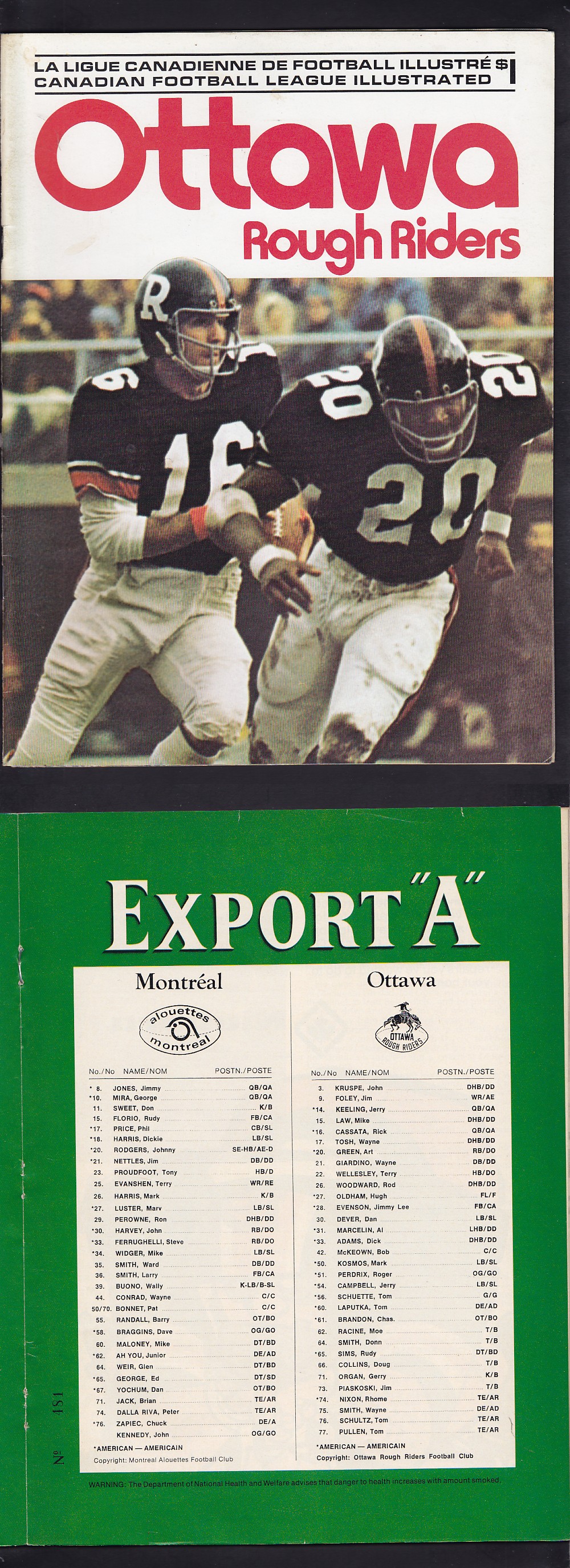 1973 CFL OTTAWA ROUGH RIDERS VS MONTREAL ALOUETTES PROGRAM photo 1973 CFL OTTAWA ROUGH RIDERS VS MONTREAL ALOUETTES PROGRAM photo