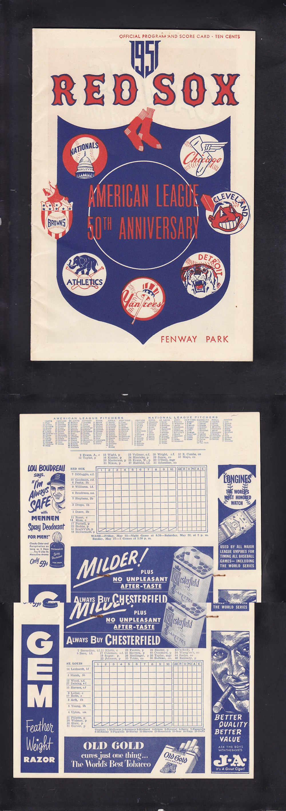 1951 BOSTON RED SOX VS ST. LOUIS CARDINALS PROGRAM photo 1951 BOSTON RED SOX VS ST. LOUIS CARDINALS PROGRAM photo