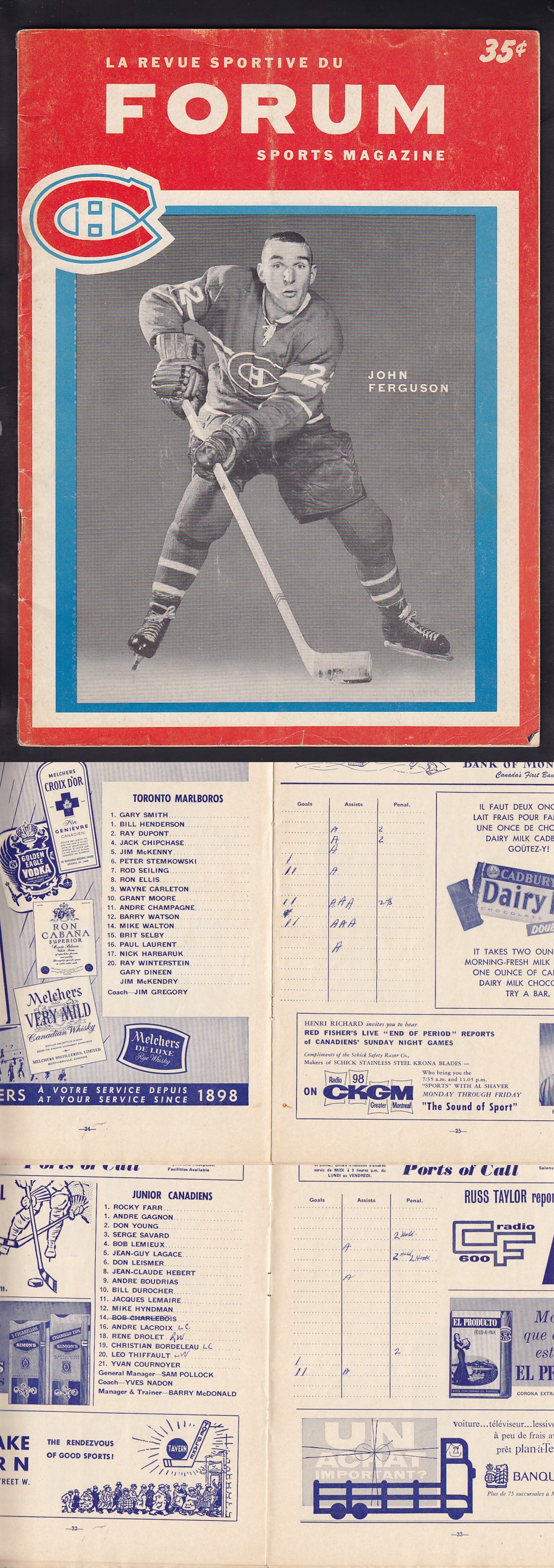 1964 MONTREAL CANADIENS JR. VS TORONTO MALBOROS PROGRAM photo 1964 MONTREAL CANADIENS JR. VS TORONTO MALBOROS PROGRAM photo