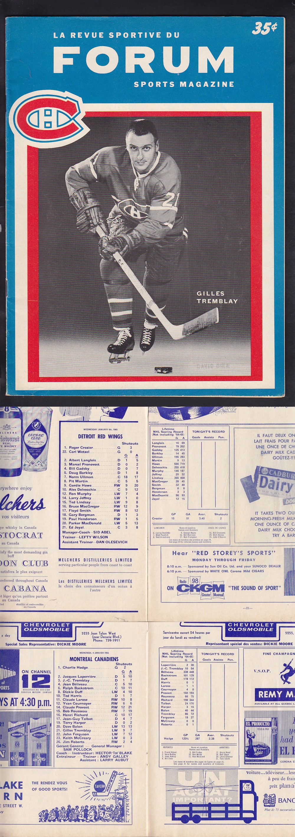 1965 MONTREAL CANADIENS VS DETROIT RED WINGS PROGRAM photo 1965 MONTREAL CANADIENS VS DETROIT RED WINGS PROGRAM photo