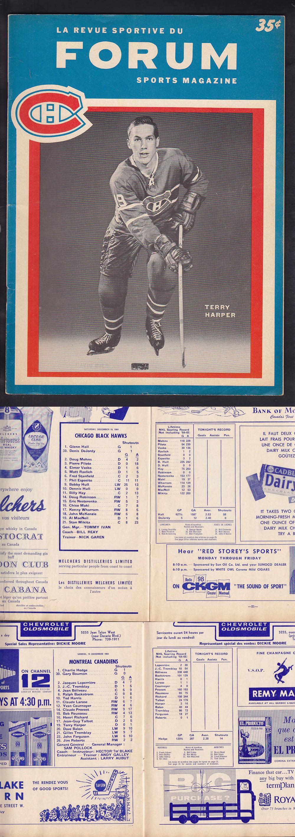 1964 MONTREAL CANADIENS VS CHICAGO BLACKHAWKS PROGRAM photo 1964 MONTREAL CANADIENS VS CHICAGO BLACKHAWKS PROGRAM photo