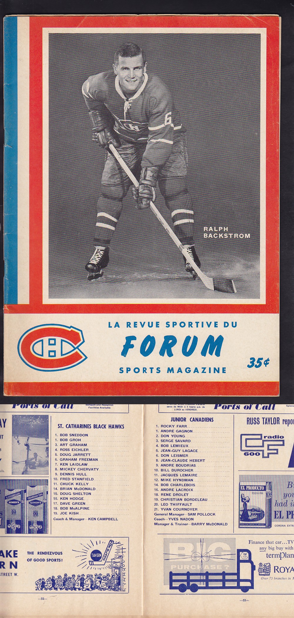 1963-64 MONTREAL CANADIENS JR. VS ST.CATHARINES BLACKHAWKS PROGRAM photo 1963-64 MONTREAL CANADIENS JR. VS ST.CATHARINES BLACKHAWKS PROGRAM photo