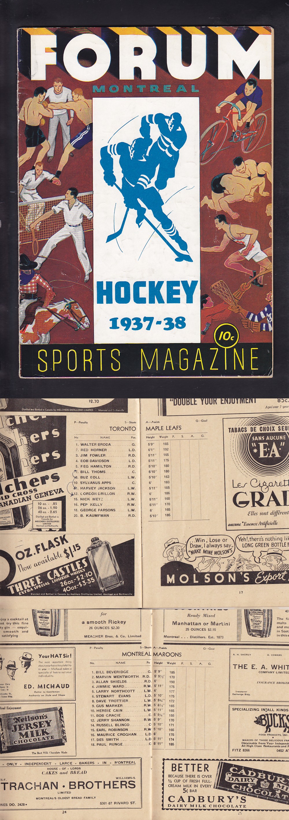 1938 MONTREAL MAROONS VS TORONTO MAPLE LEAFS PROGRAM photo 1938 MONTREAL MAROONS VS TORONTO MAPLE LEAFS PROGRAM photo