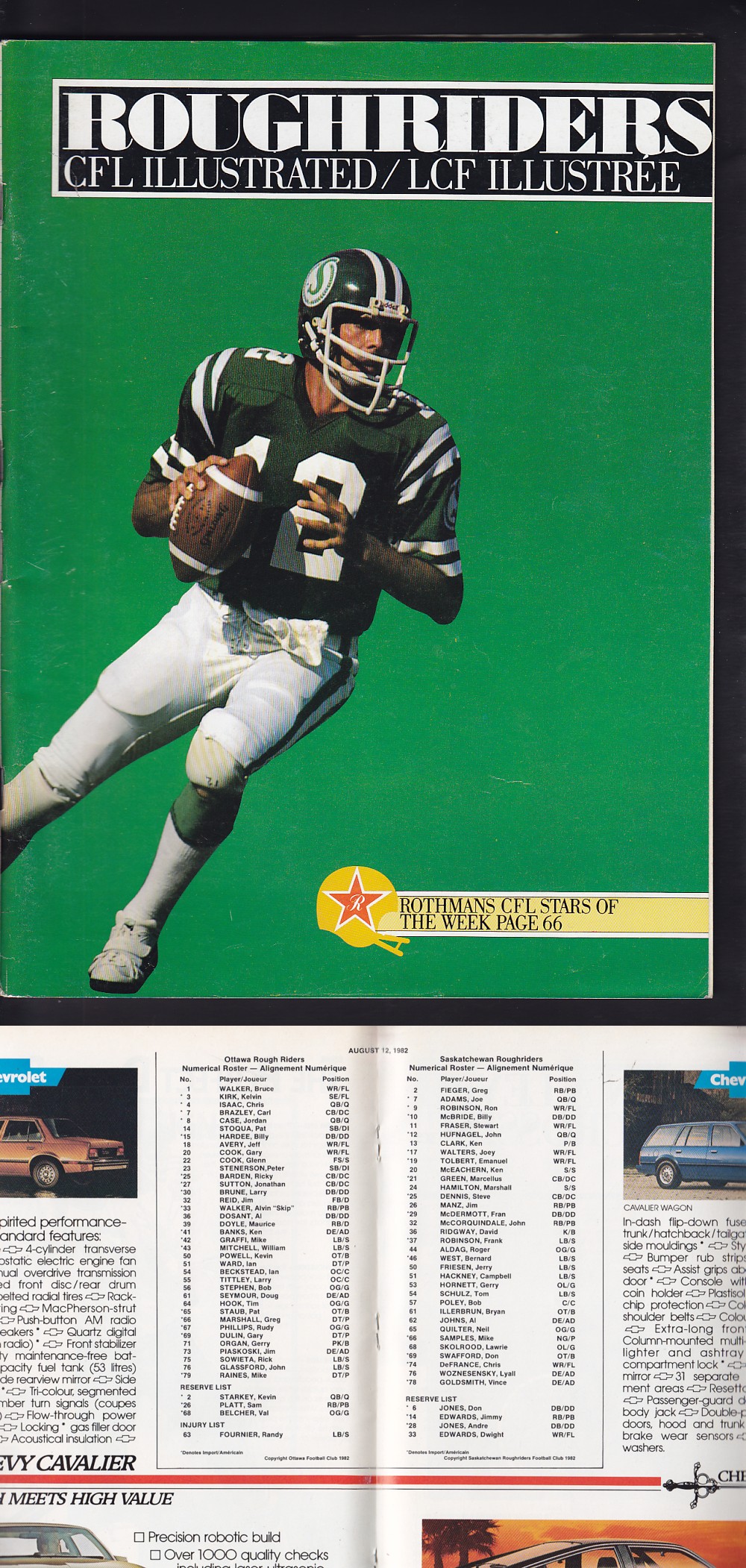 1982 CFL OTTAWA ROUGH RIDERS VS SASKATCHEWAN ROUGHRIDERS PROGRAM photo 1982 CFL OTTAWA ROUGH RIDERS VS SASKATCHEWAN ROUGHRIDERS PROGRAM photo