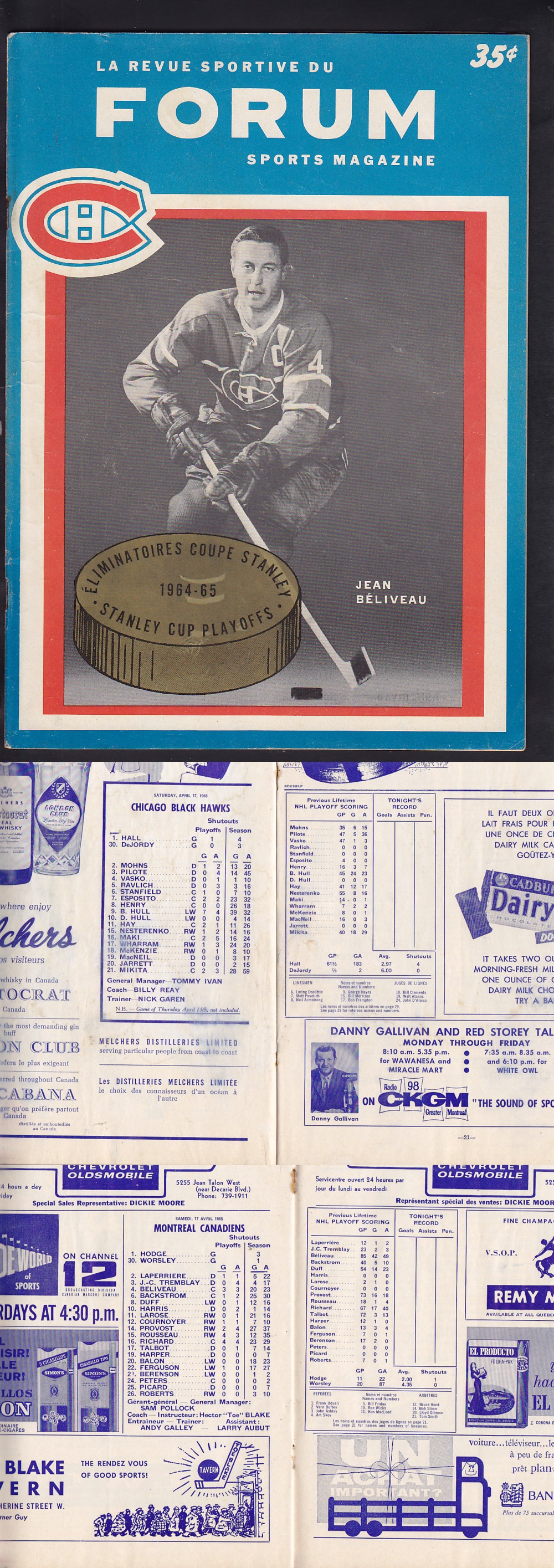 1965 MONTREAL CANADIENS VS CHICAGO BLACKHAWKS PLAYOFFS PROGRAM photo 1965 MONTREAL CANADIENS VS CHICAGO BLACKHAWKS PLAYOFFS PROGRAM photo