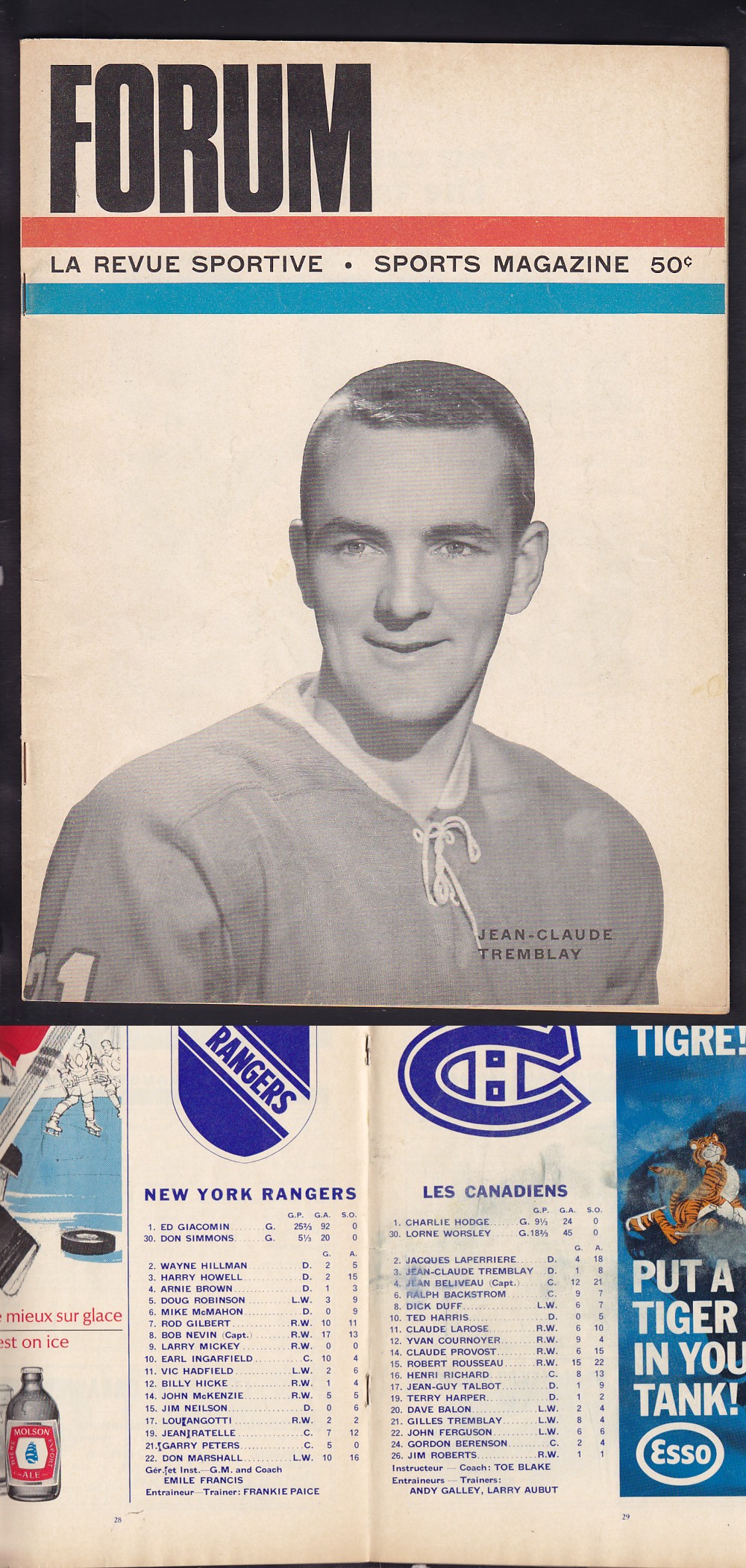 1966 MONTREAL CANADIENS VS NY RANGERS PROGRAM photo 1966 MONTREAL CANADIENS VS NY RANGERS PROGRAM photo