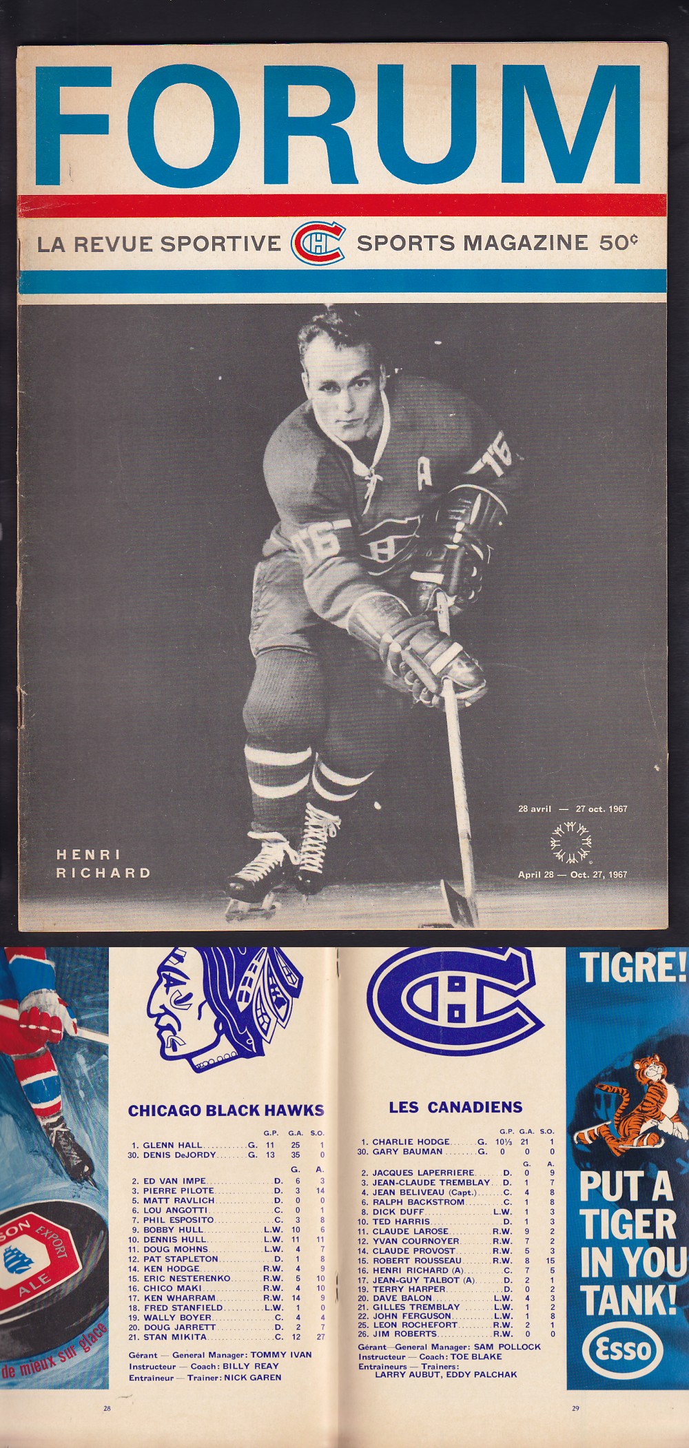 1966 MONTREAL CANADIENS VS CHICAGO BLACKHAWKS PROGRAM photo 1966 MONTREAL CANADIENS VS CHICAGO BLACKHAWKS PROGRAM photo