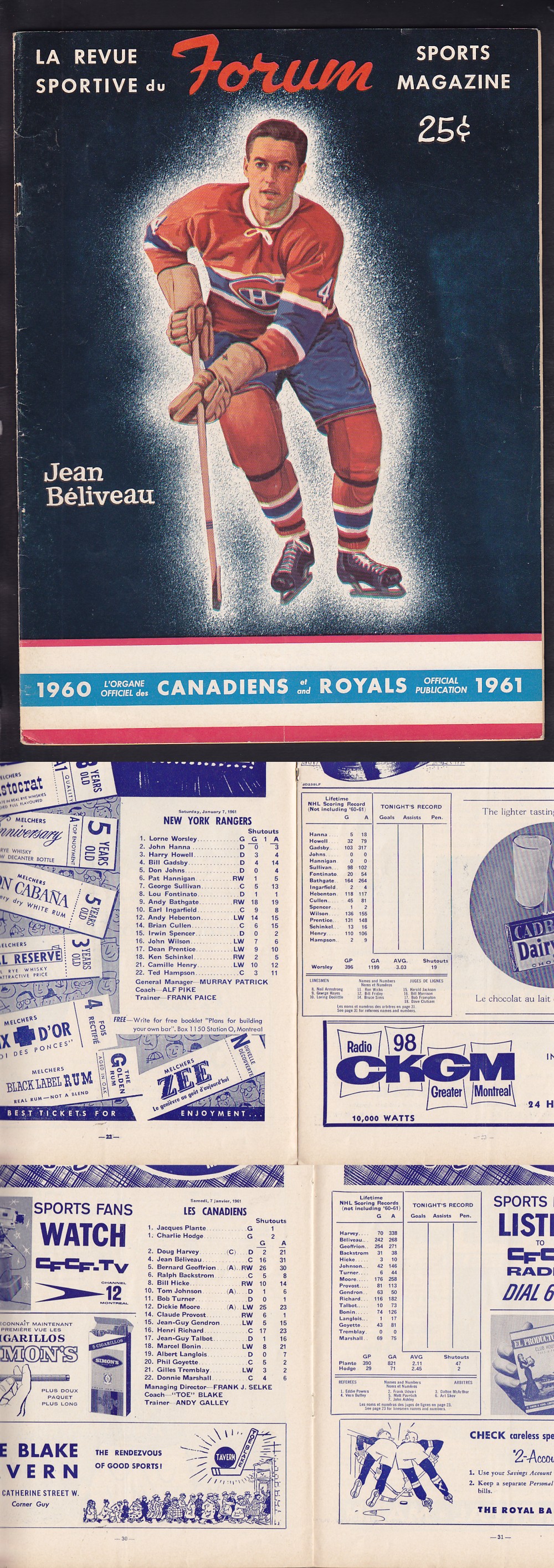 1961 MONTREAL CANADIENS VS NY RANGERS PROGRAM photo 1961 MONTREAL CANADIENS VS NY RANGERS PROGRAM photo