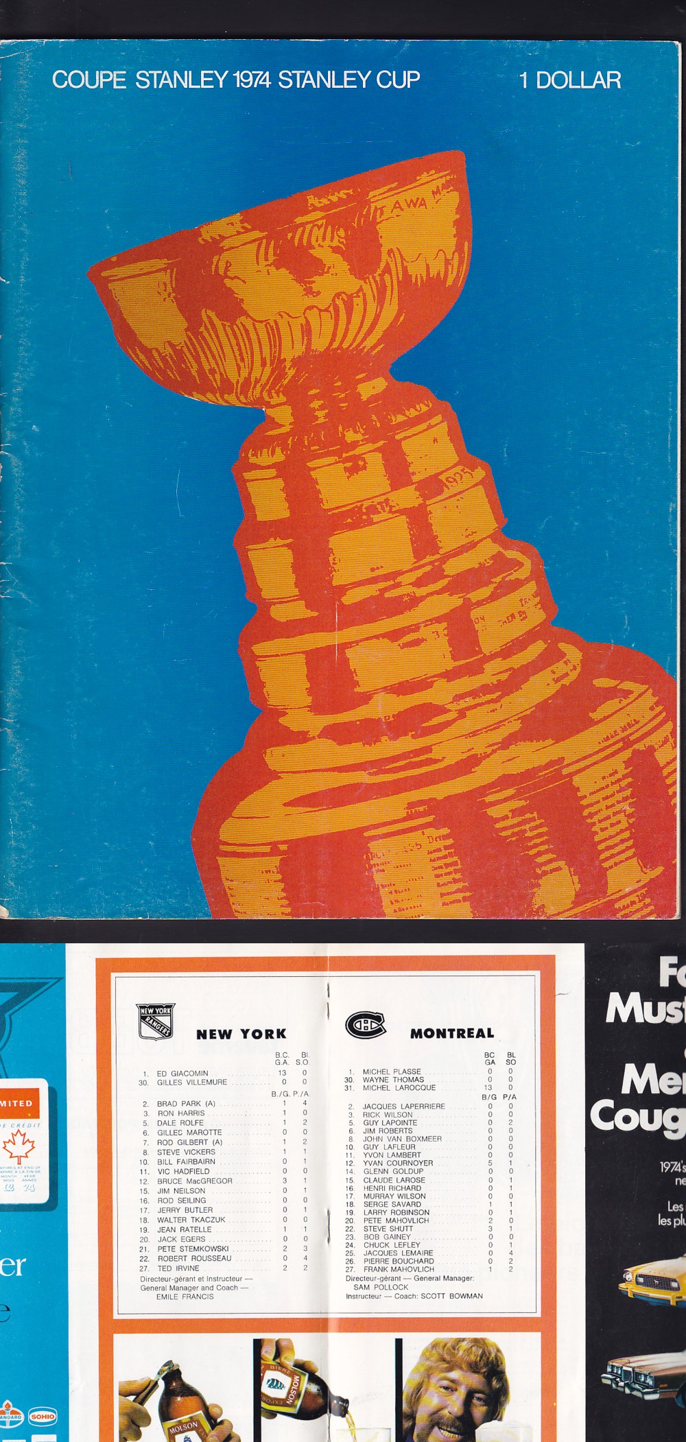 1973 MONTREAL CANADIENS VS NY RANGERS PLAYOFFS PROGRAM photo 1973 MONTREAL CANADIENS VS NY RANGERS PLAYOFFS PROGRAM photo