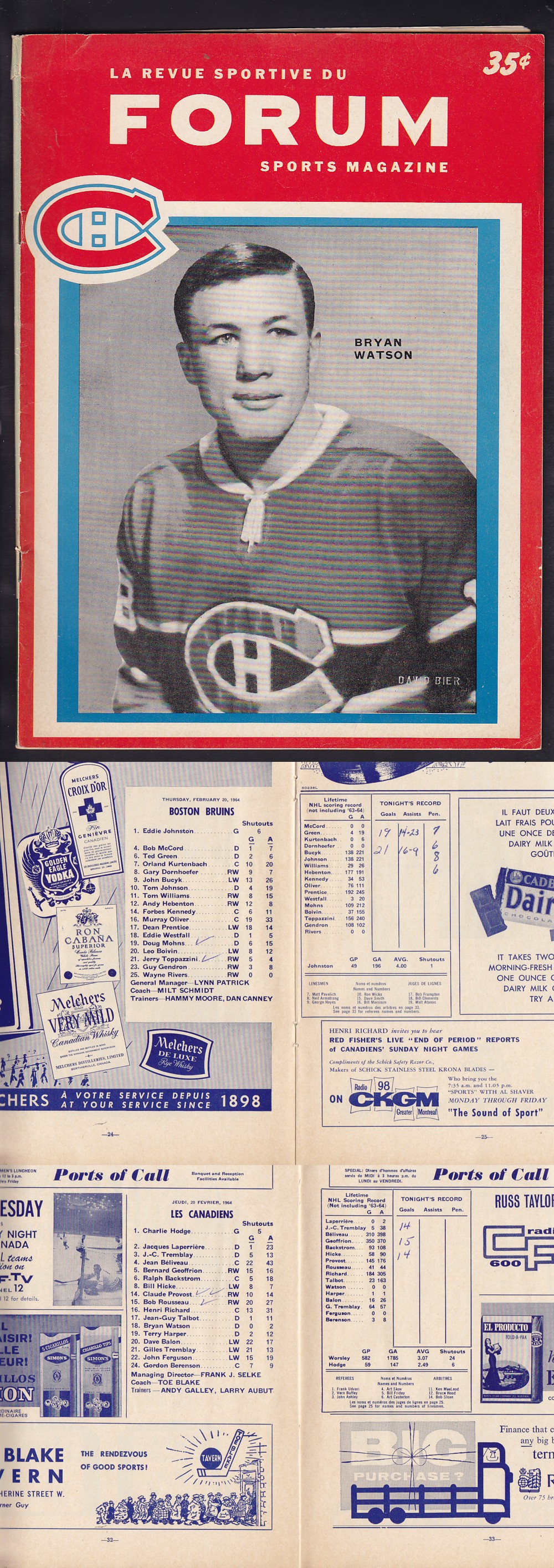 1964 MONTREAL CANADIENS VS BOSTON BRUINS PROGRAM photo 1964 MONTREAL CANADIENS VS BOSTON BRUINS PROGRAM photo