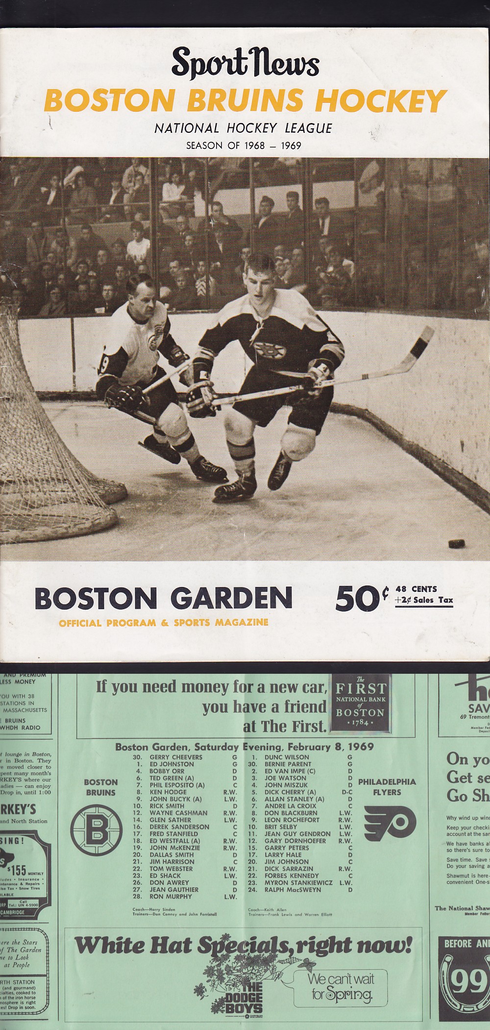 1969 BOSTON BRUINS VS PHILADELPHIA FLYERS PROGRAM photo 1969 BOSTON BRUINS VS PHILADELPHIA FLYERS PROGRAM photo
