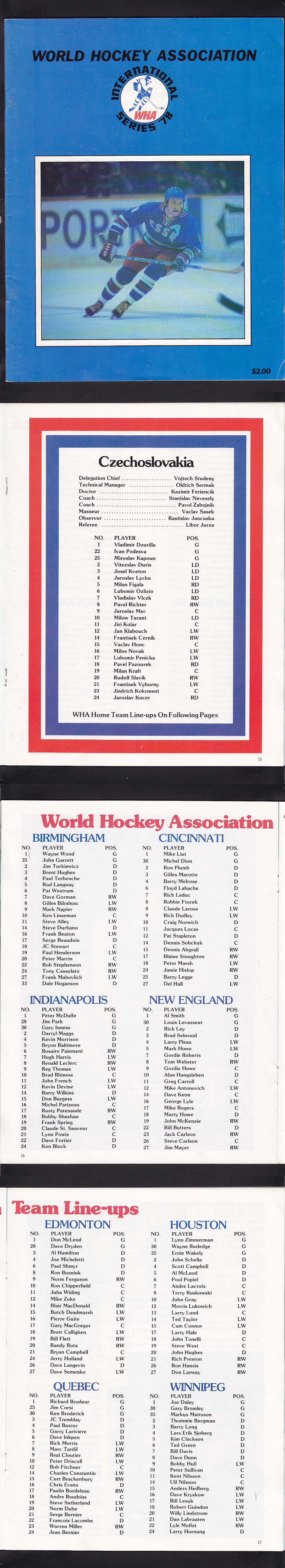 1978 WHA INTERNATIONAL SERIES PROGRAM photo 1978 WHA INTERNATIONAL SERIES PROGRAM photo
