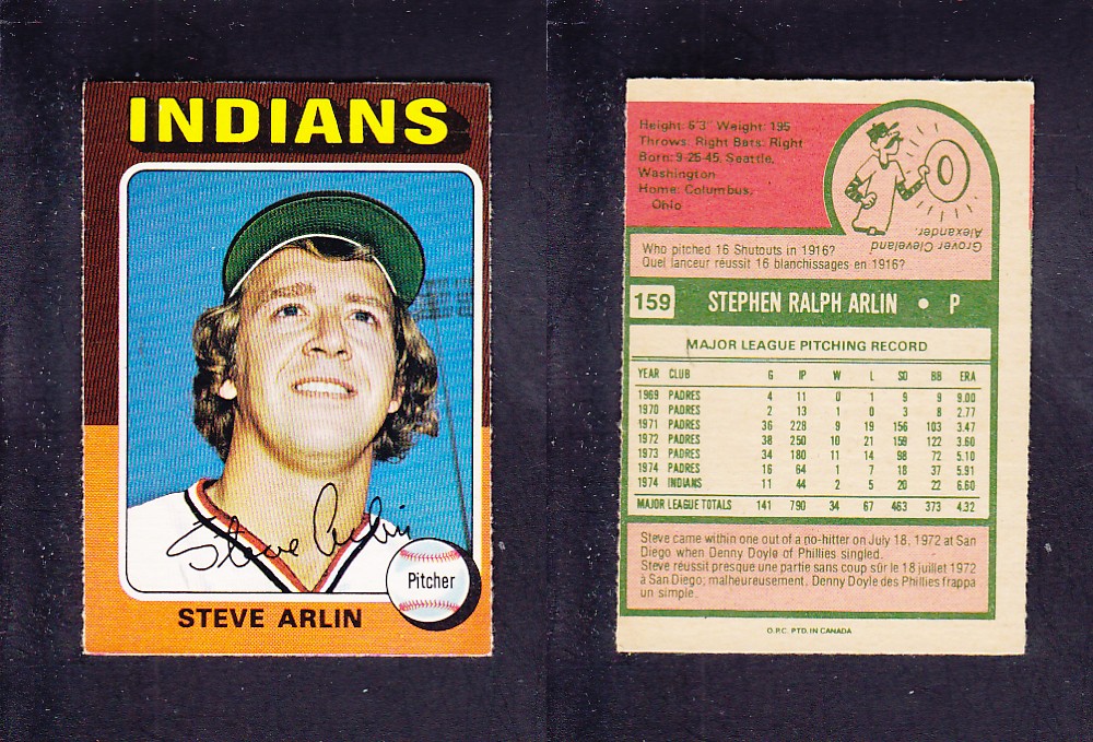 1975 O-PEE-CHEE BASEBALL CARD #159 S. ARLIN photo
