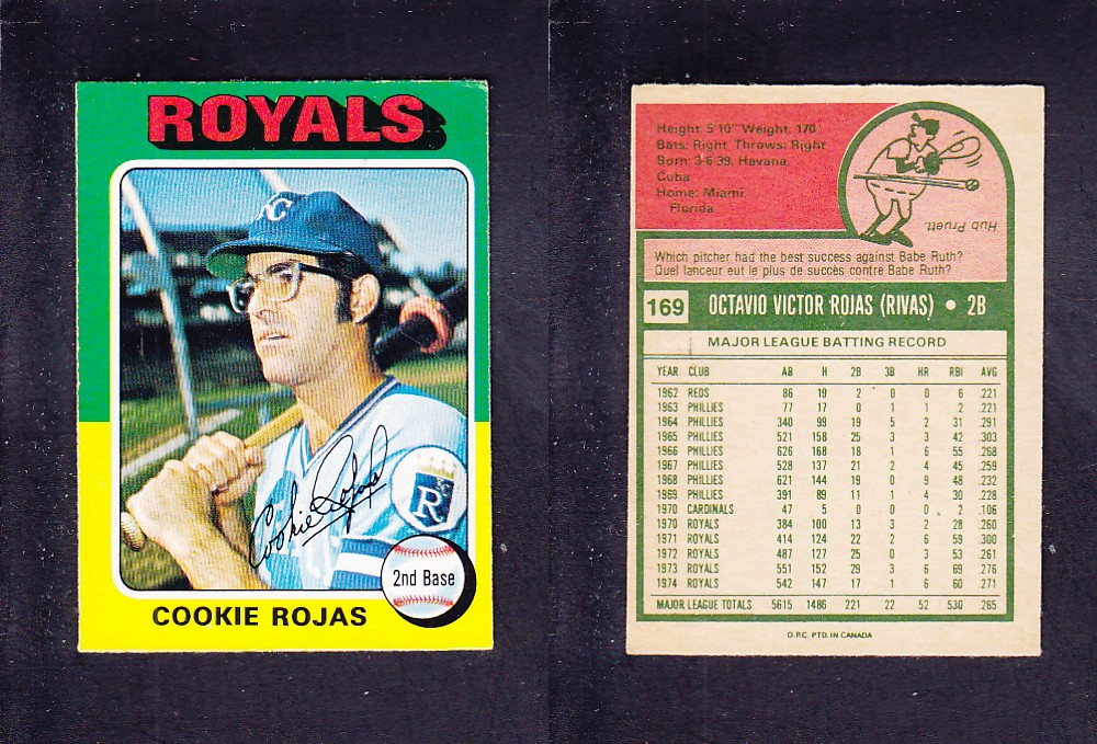 1975 O-PEE-CHEE BASEBALL CARD #169 C. ROJAS photo