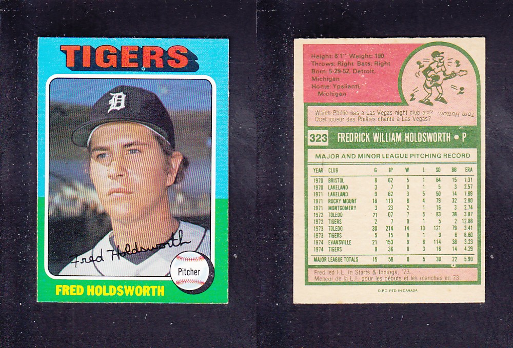 1975 O-PEE-CHEE BASEBALL CARD #323 F. HOLDSWORTH photo