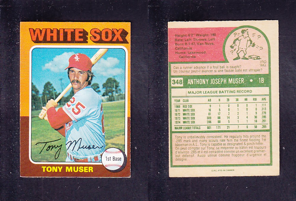 1975 O-PEE-CHEE BASEBALL CARD #348 T. MUSER photo