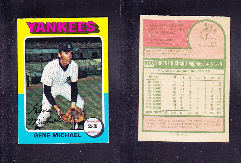 1975 O-PEE-CHEE BASEBALL CARD #608 G. MICHAEL photo