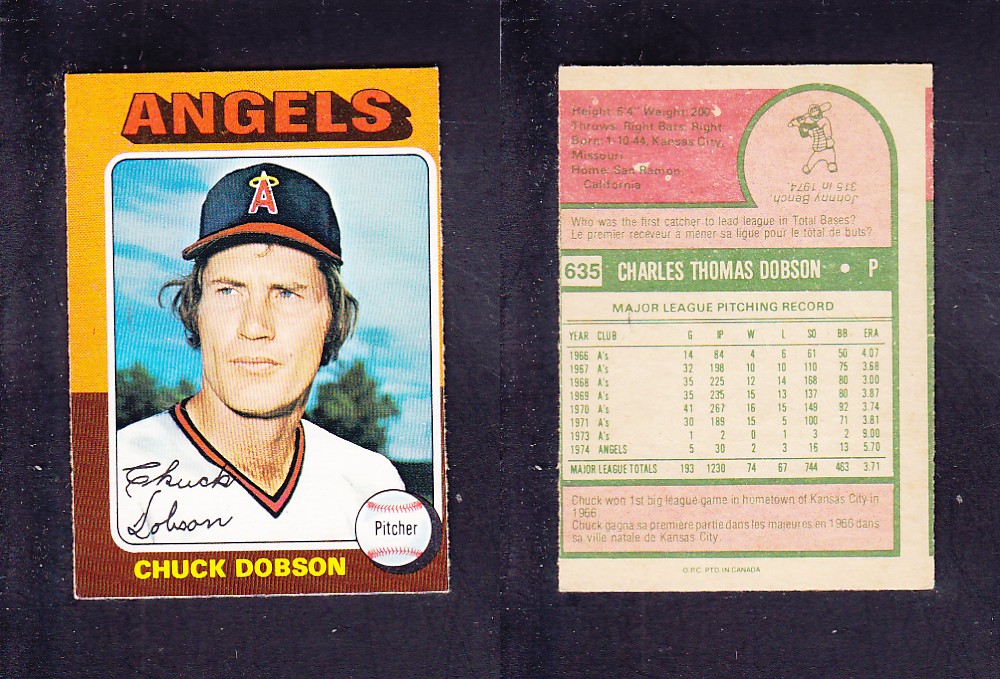 1975 O-PEE-CHEE BASEBALL CARD #635 C. DOBSON photo