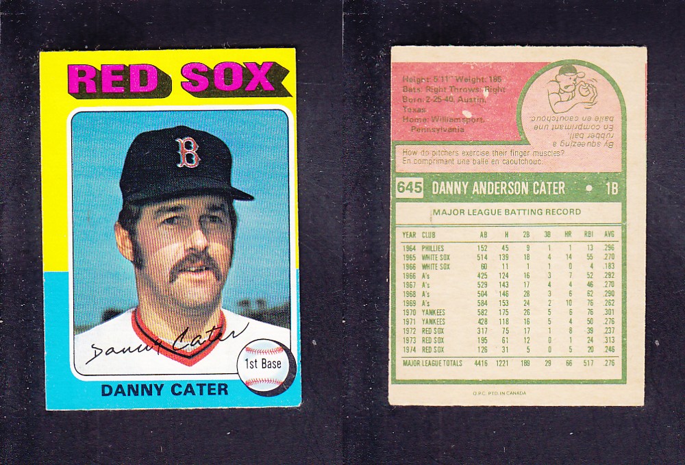 1975 O-PEE-CHEE BASEBALL CARD #645 D. CATER photo 1975 O-PEE-CHEE BASEBALL CARD #645 D. CATER photo