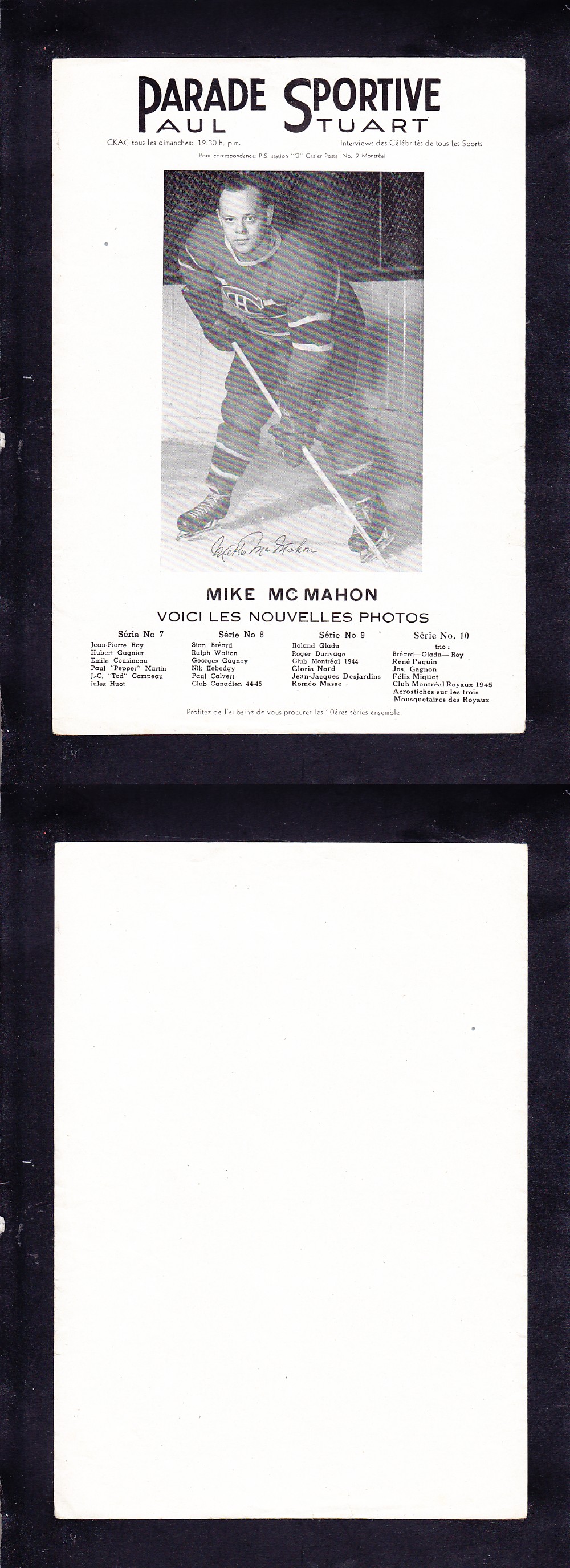 1943-47 PARADE SPORTIVE M. McMAHON photo 1943-47 PARADE SPORTIVE M. McMAHON photo