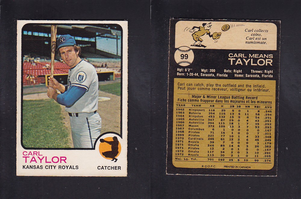 1973 O-PEE-CHEE BASEBALL CARD #99 C. TAYLOR photo 1973 O-PEE-CHEE BASEBALL CARD #99 C. TAYLOR photo