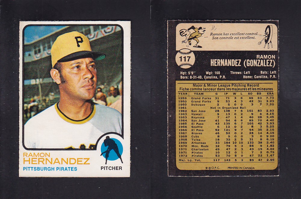 1973 O-PEE-CHEE BASEBALL CARD #117 R. HERNANDEZ photo 1973 O-PEE-CHEE BASEBALL CARD #117 R. HERNANDEZ photo