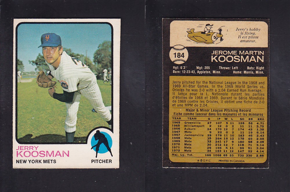 1973 O-PEE-CHEE BASEBALL CARD #184 J. KOOSMAN photo 1973 O-PEE-CHEE BASEBALL CARD #184 J. KOOSMAN photo