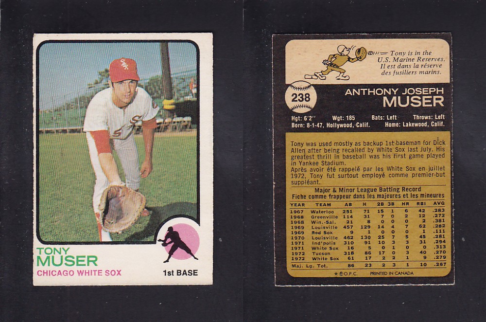 1973 O-PEE-CHEE BASEBALL CARD #238 T. MUSER photo 1973 O-PEE-CHEE BASEBALL CARD #238 T. MUSER photo
