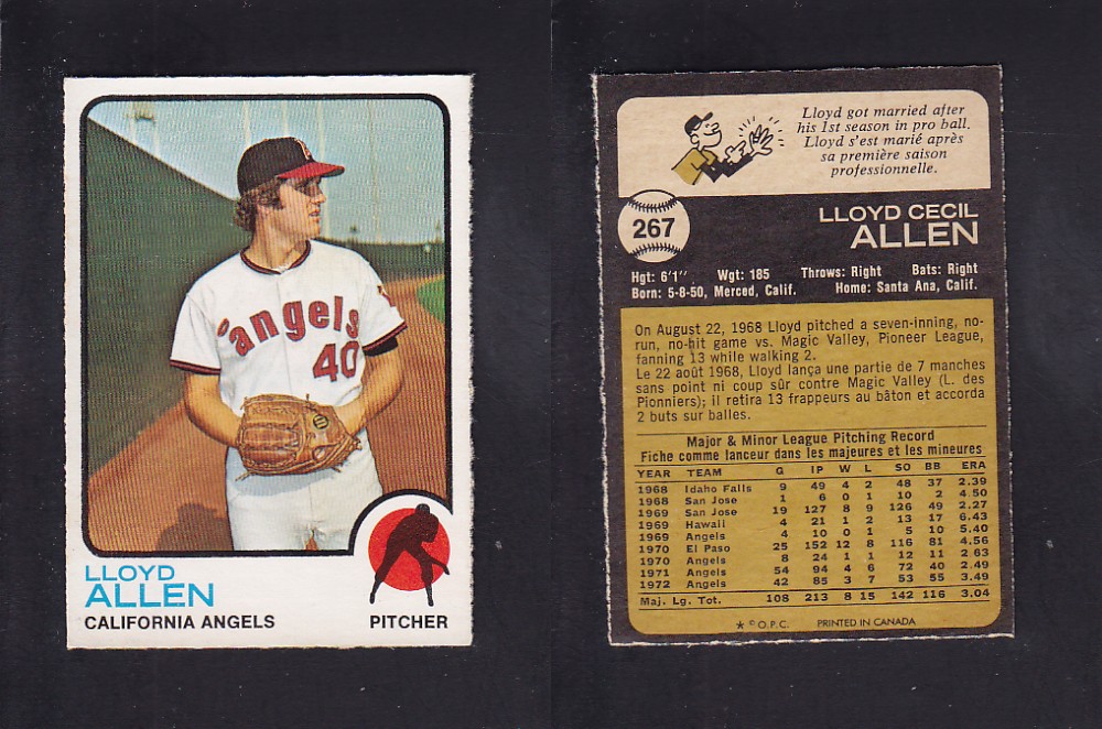 1973 O-PEE-CHEE BASEBALL CARD #267 L. ALLEN photo 1973 O-PEE-CHEE BASEBALL CARD #267 L. ALLEN photo