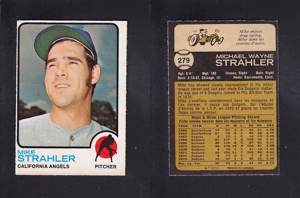 1973 O-PEE-CHEE BASEBALL CARD #279 M. STRAHLER photo 1973 O-PEE-CHEE BASEBALL CARD #279 M. STRAHLER photo
