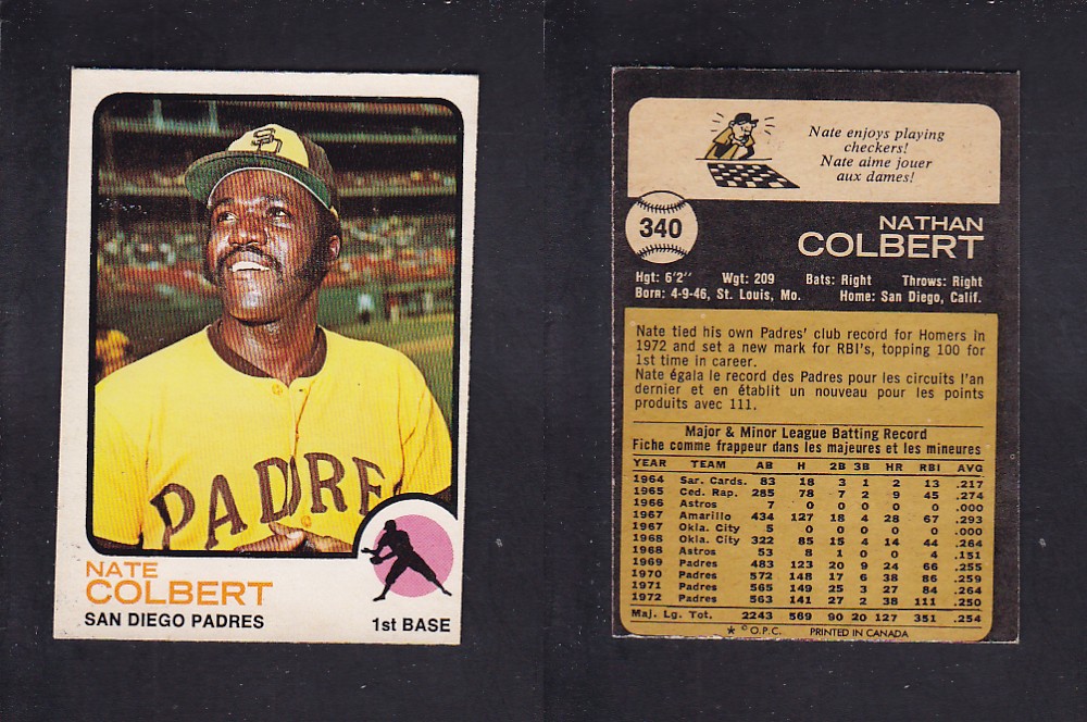 1973 O-PEE-CHEE BASEBALL CARD #340 N. COLBERT photo 1973 O-PEE-CHEE BASEBALL CARD #340 N. COLBERT photo