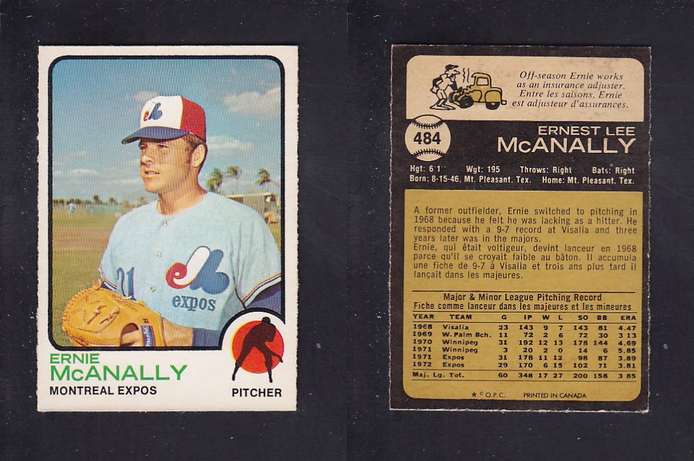 1973 O-PEE-CHEE BASEBALL CARD #484 E. McANALLY photo 1973 O-PEE-CHEE BASEBALL CARD #484 E. McANALLY photo