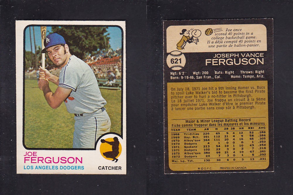 1973 O-PEE-CHEE BASEBALL CARD #621 J. FERGUSON photo 1973 O-PEE-CHEE BASEBALL CARD #621 J. FERGUSON photo