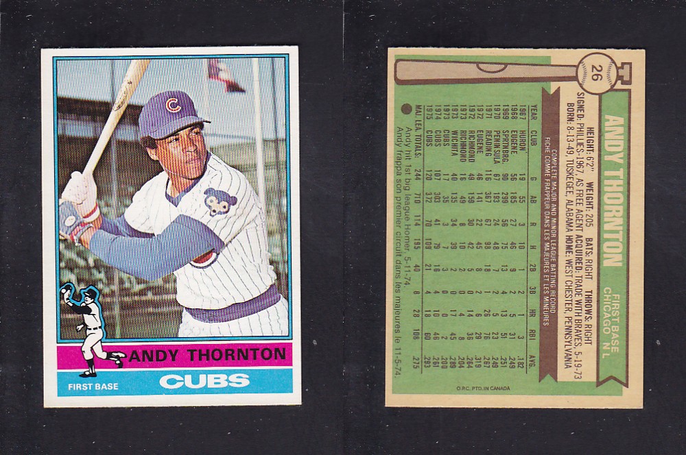 1976 O-PEE-CHEE BASEBALL CARD #26 A. THORNTON photo