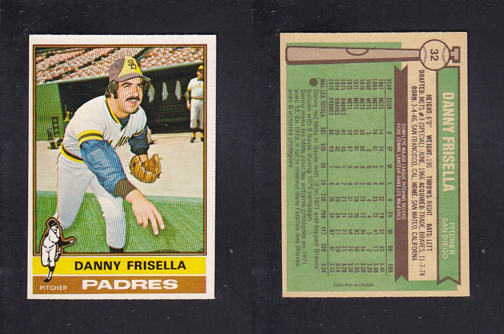 1976 O-PEE-CHEE BASEBALL CARD #32 D. FRISELLA photo 1976 O-PEE-CHEE BASEBALL CARD #32 D. FRISELLA photo