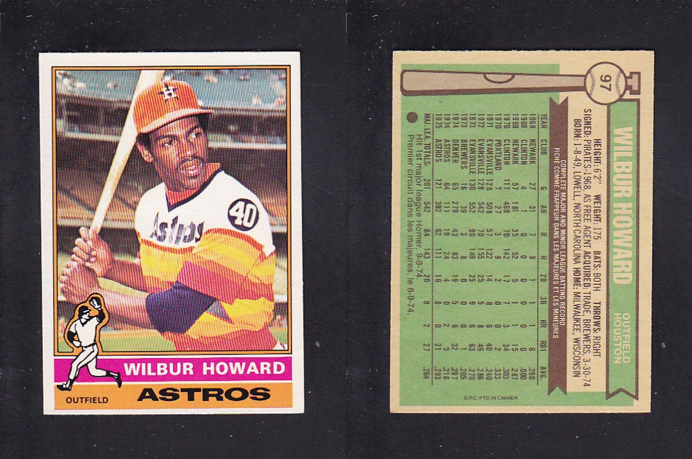 1976 O-PEE-CHEE BASEBALL CARD #97 W. HOWARD photo 1976 O-PEE-CHEE BASEBALL CARD #97 W. HOWARD photo