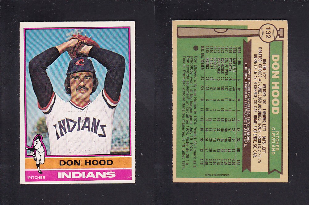 1976 O-PEE-CHEE BASEBALL CARD #132 D. HOOD photo 1976 O-PEE-CHEE BASEBALL CARD #132 D. HOOD photo