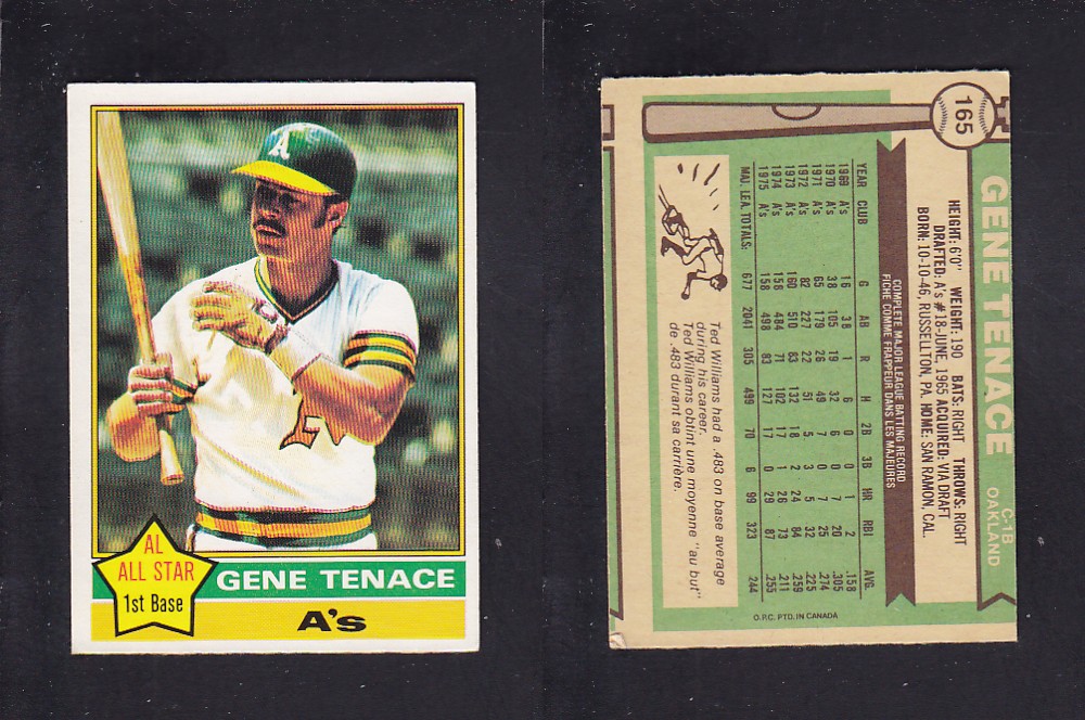 1976 O-PEE-CHEE BASEBALL CARD #165 G. TENACE photo 1976 O-PEE-CHEE BASEBALL CARD #165 G. TENACE photo