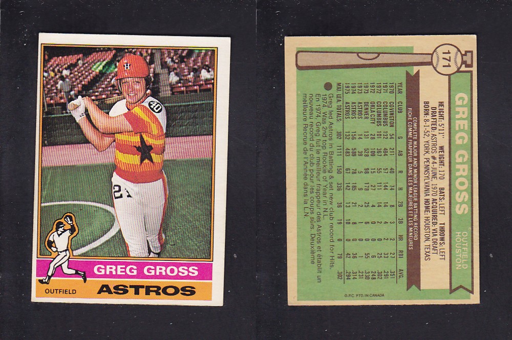 1976 O-PEE-CHEE BASEBALL CARD #171 G. GROSS photo 1976 O-PEE-CHEE BASEBALL CARD #171 G. GROSS photo