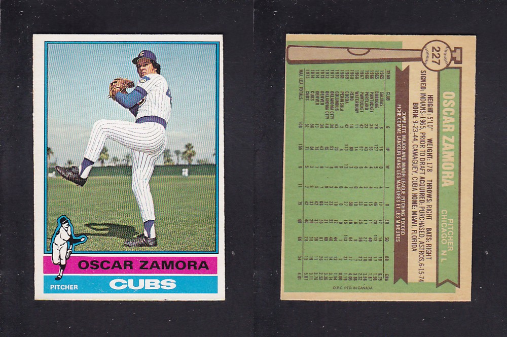 1976 O-PEE-CHEE BASEBALL CARD #227 O. ZAMORA photo 1976 O-PEE-CHEE BASEBALL CARD #227 O. ZAMORA photo