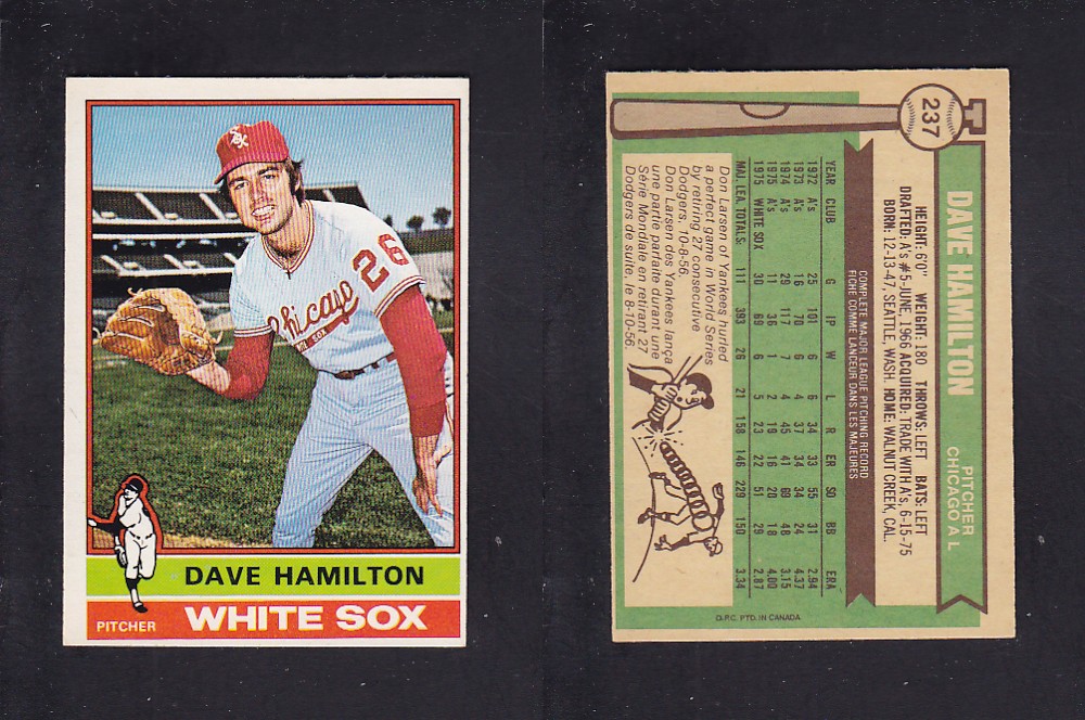 1976 O-PEE-CHEE BASEBALL CARD #237 D. HAMILTON photo 1976 O-PEE-CHEE BASEBALL CARD #237 D. HAMILTON photo