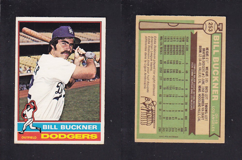 1976 O-PEE-CHEE BASEBALL CARD #253 B. BUCKNER photo