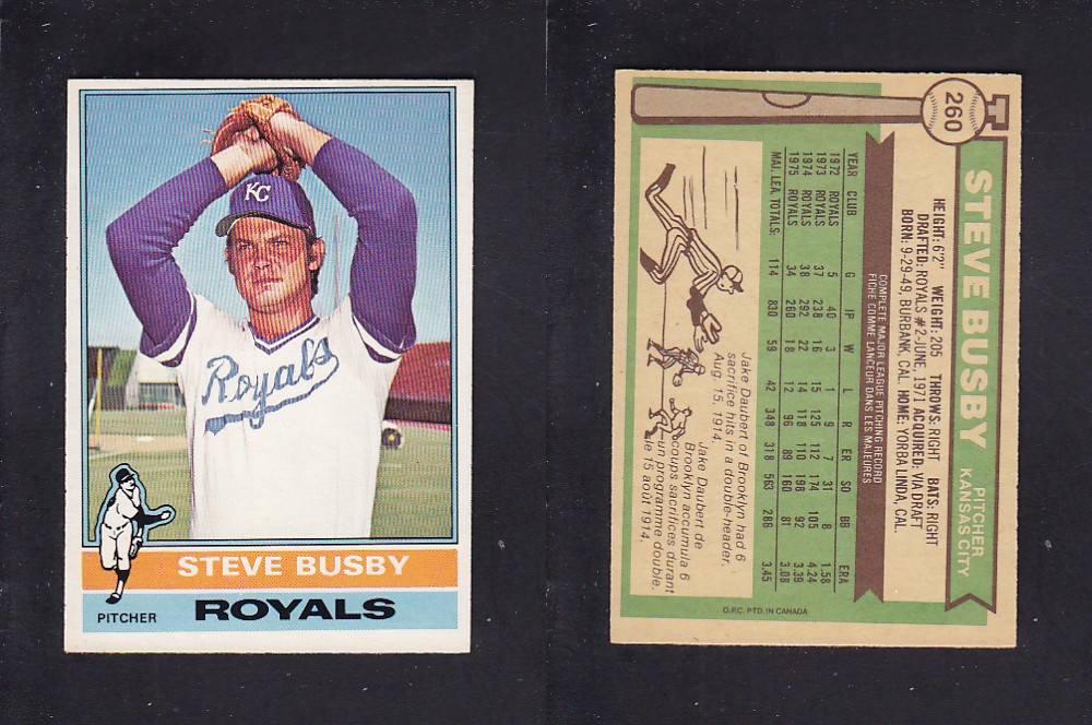1976 O-PEE-CHEE BASEBALL CARD #260 S. BUSBY photo 1976 O-PEE-CHEE BASEBALL CARD #260 S. BUSBY photo