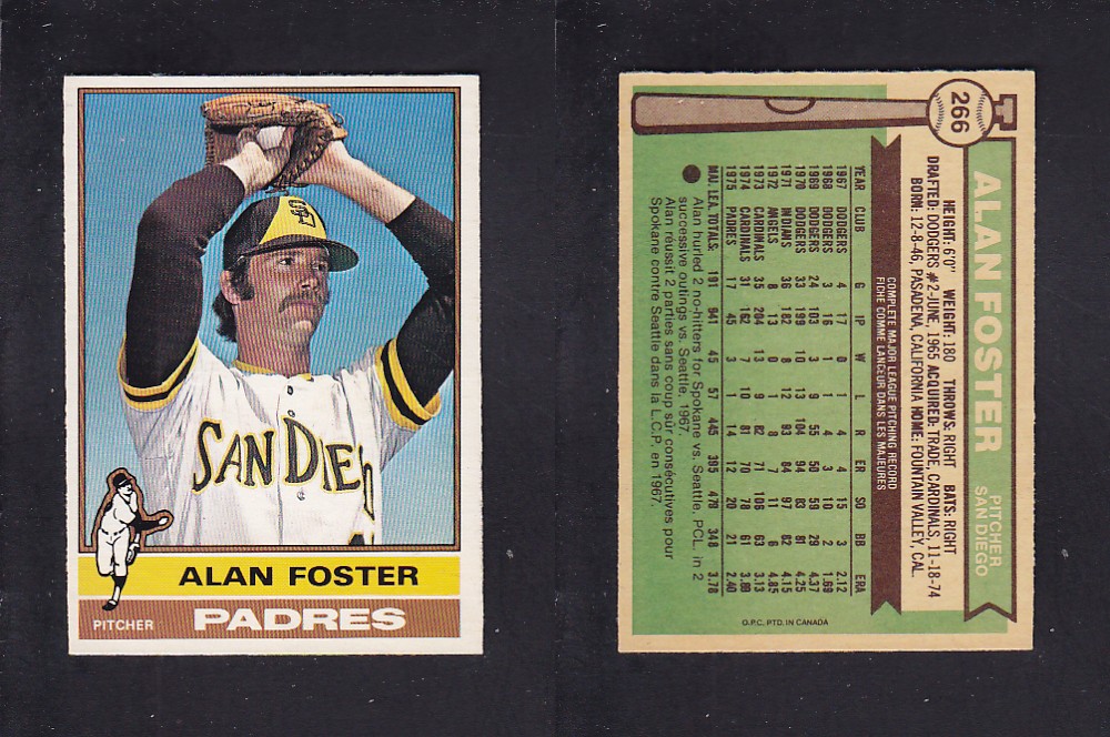 1976 O-PEE-CHEE BASEBALL CARD #266 A. FOSTER photo 1976 O-PEE-CHEE BASEBALL CARD #266 A. FOSTER photo