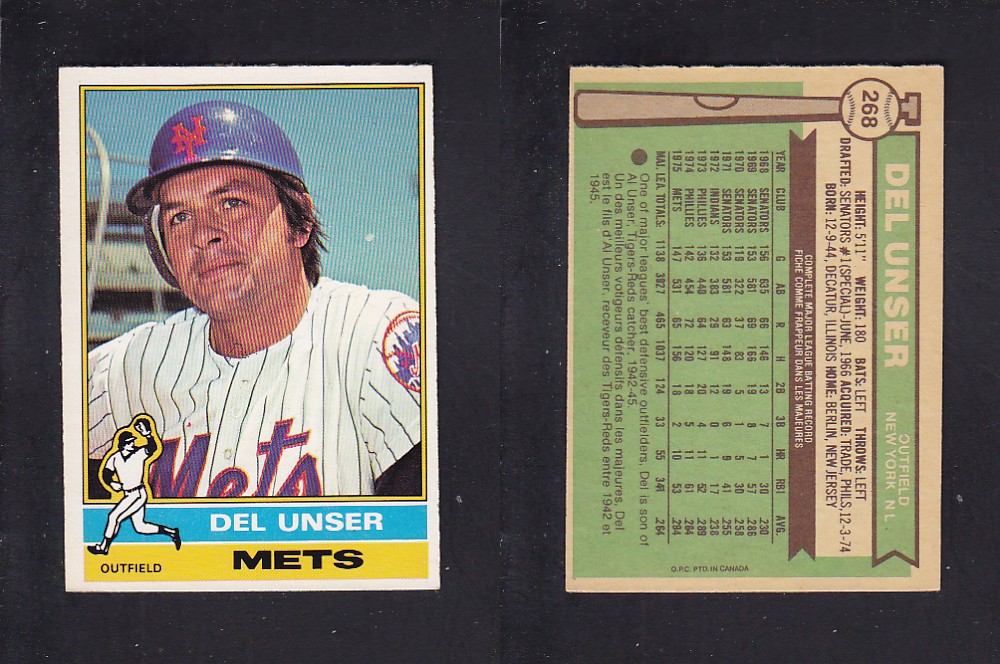 1976 O-PEE-CHEE BASEBALL CARD #268 D. UNSER photo